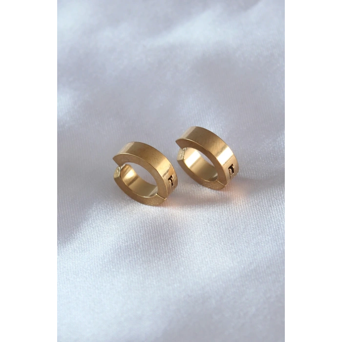 Mey İthalat® 316L Çelik Gold Renk Sıkıştırmalı Erkek Küpe