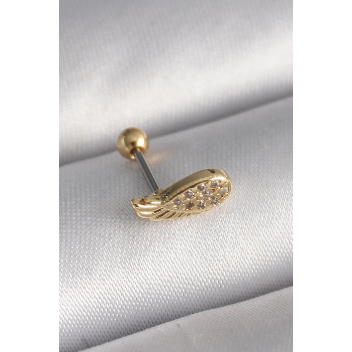 Mey İthalat® 316L Çelik Gold Renk Zirkon Taşlı Kanat Tragus Piercing