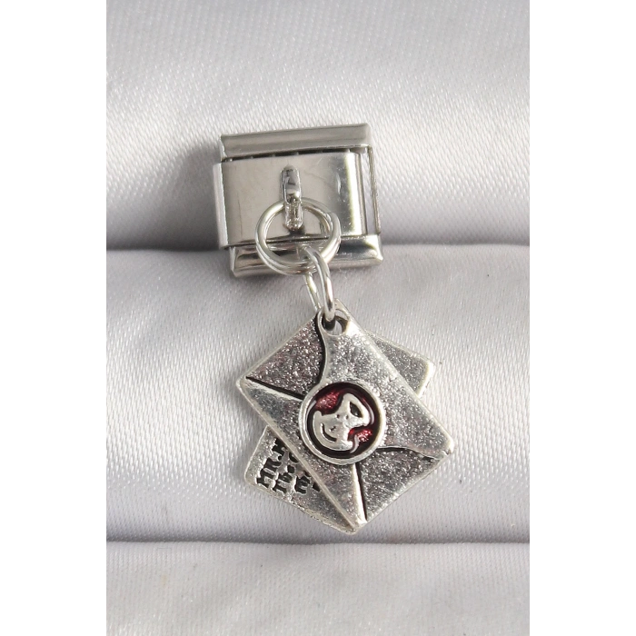 Mey İthalat® 316L Çelik Gümüş Renk Mektup Model Nomination Charm