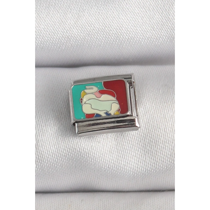 Mey İthalat® 316L Çelik Gümüş Renk Renkli Portre Model Nomination Charm