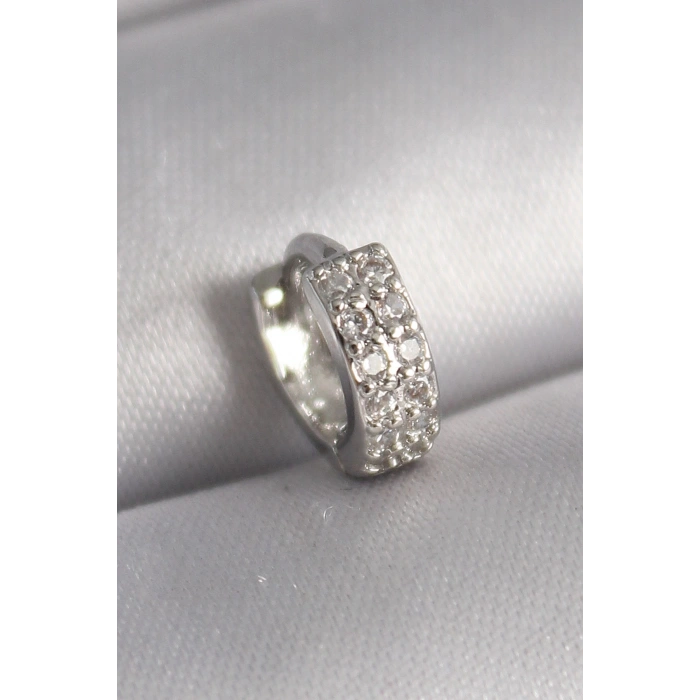 Mey İthalat® 316L Çelik Gümüş Renk Zirkon Taşlı Tragus Piercing