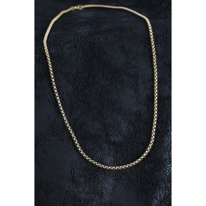 Mey İthalat® 316L Çelik Örme Zincir Model Gold Renk Erkek Kolye