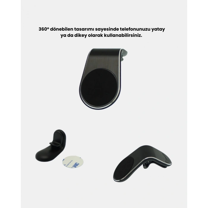 Mey İthalat® 360° Dönebilen Manyetik Araç Telefon Tutucu Sarsıntısız ve Şık Tasarımlı