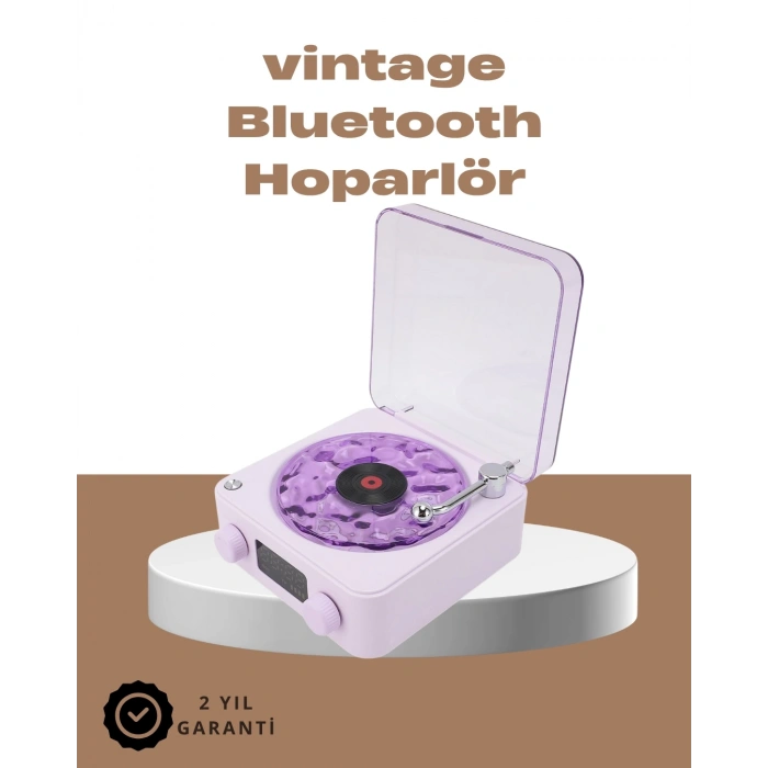 Mey İthalat® 360° Sesli Kablosuz Hoparlör – Retro Tasarım ve Projektör Işığı