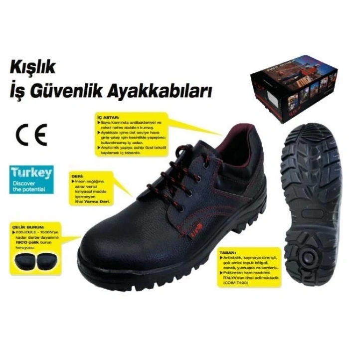 Mey İthalat® 414 Çelik Burunlu İş Ayakkabısı S2 45 Numara