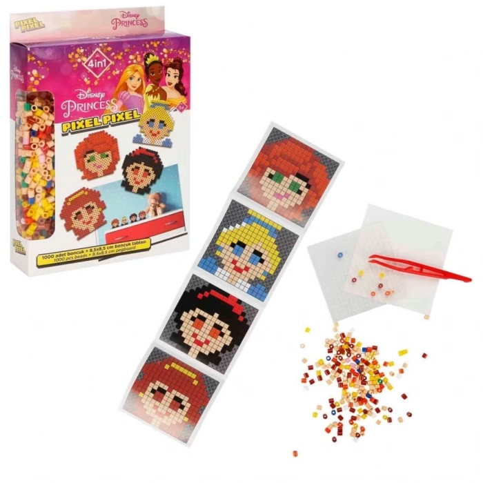 Mey İthalat® 4in1 Princess Pixel Pixel Boncuk Aktivite ve Oyuncak Seti