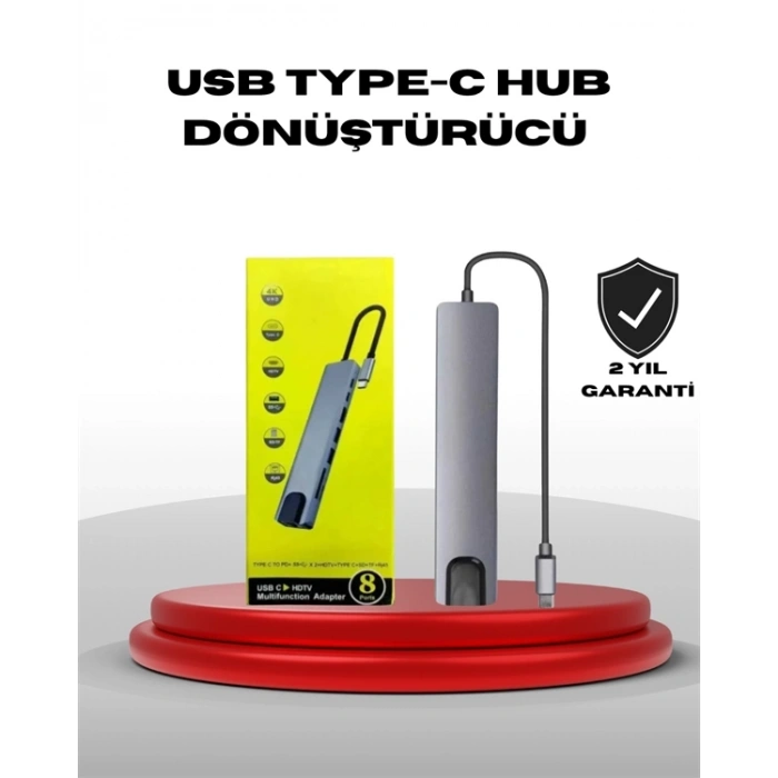 Mey İthalat® 4K HDMI Çıkışlı, Gigabit Ethernetli USB‑C Çoklu Port Hub