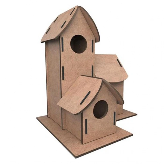 Mey İthalat® 5269 Boyanabilir 3lü Kuş Evi - Bird House