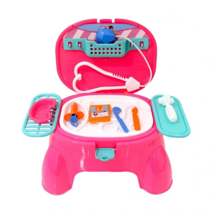 Mey İthalat® 573-BP LITTLE NURSE OYUN TABURESİ DOKTOR SET KIZ(Ürün oyuncaktır)