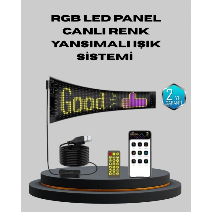 Mey İthalat® 5V USB Akıllı Piksel LED Panel – Mobil Uygulama Kontrollü, Renkli Işık Efektli
