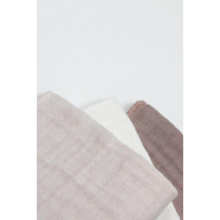 Mey İthalat® 6lı Müslin Mendil 20x20 cm 90106 Taş Ekru Antrasit