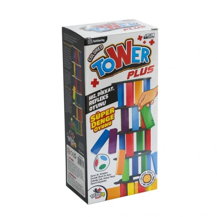 Mey İthalat® 7317 Renkli Plus Tower Süper Denge Oyunu 54 Adet -