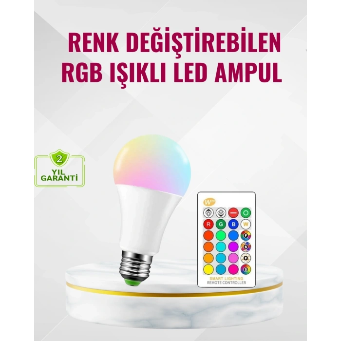 Mey İthalat® 9 Watt Beyaz Işık ve Renk Ayarlı Akıllı LED Ampul