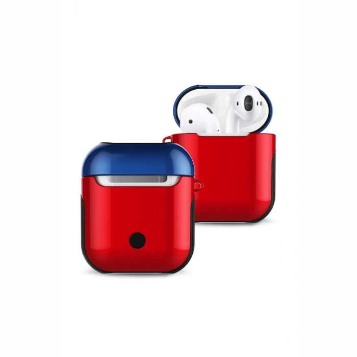 Mey İthalat®   Airpods 2 (2.nesil) 3in1 Kılıf - Kırmızı-Lacivert