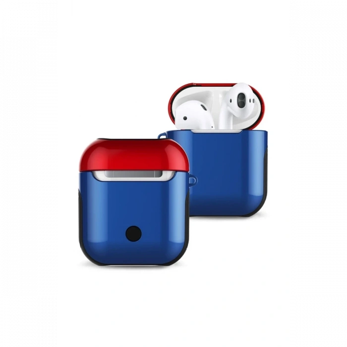 Mey İthalat®   Airpods 2 (2.nesil) 3in1 Kılıf - Lacivert-Kırmızı