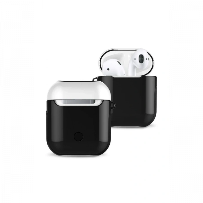 Mey İthalat®   Airpods 2 (2.nesil) 3in1 Kılıf - Siyah-Beyaz
