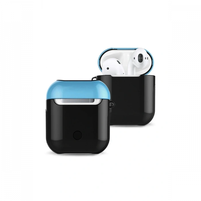 Mey İthalat®   Airpods 2 (2.nesil) 3in1 Kılıf - Siyah-Mavi