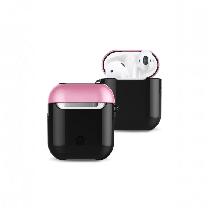 Mey İthalat®   Airpods 2 (2.nesil) 3in1 Kılıf - Siyah-Pembe