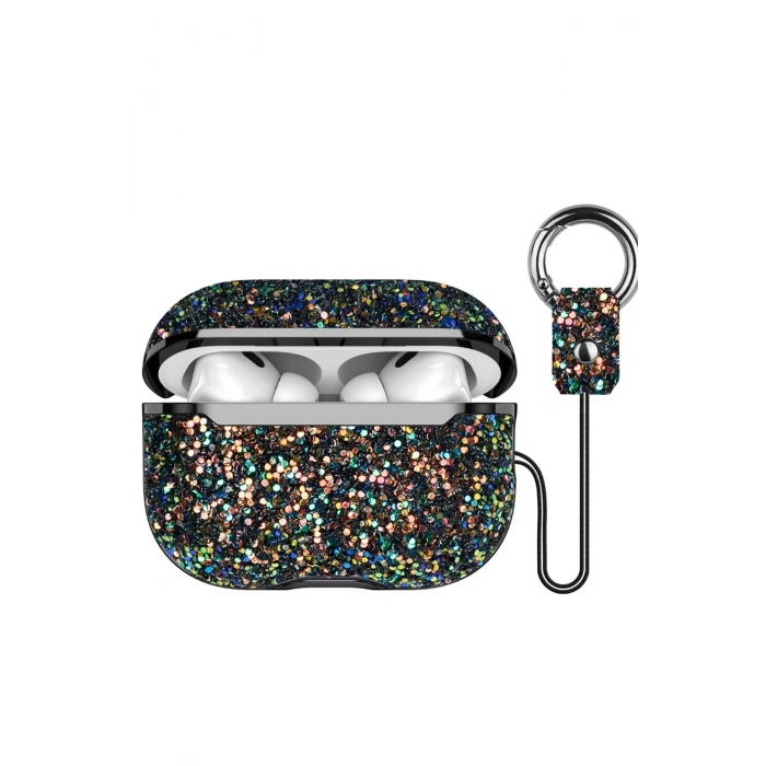 Mey İthalat®   Airpods 2 (2.nesil) Bright Simli Airpods Kapak - Siyah