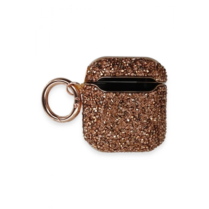 Mey İthalat®   Airpods 2 (2.nesil) Mira Taşlı Kılıf - Rose Gold