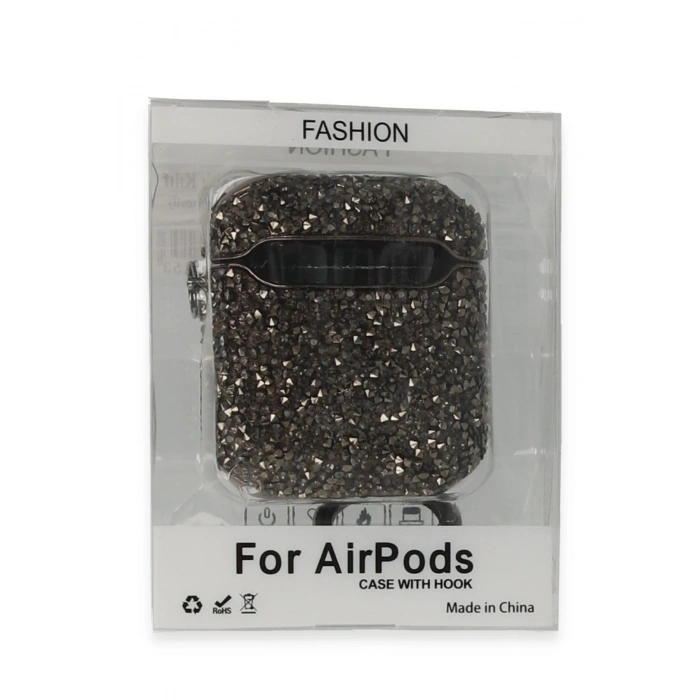 Mey İthalat®   Airpods 2 (2.nesil) Mira Taşlı Kılıf - Siyah