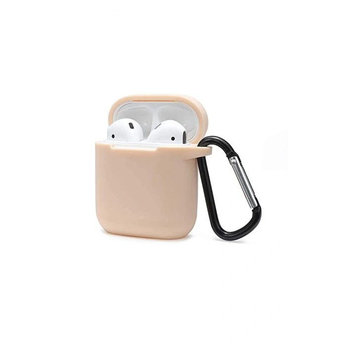 Mey İthalat®   Airpods 2 (2.nesil) Sert Silikon Kılıf - Bej