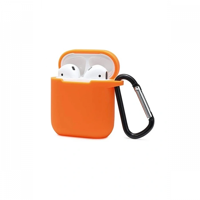 Mey İthalat®   Airpods 2 (2.nesil) Sert Silikon Kılıf - Turuncu
