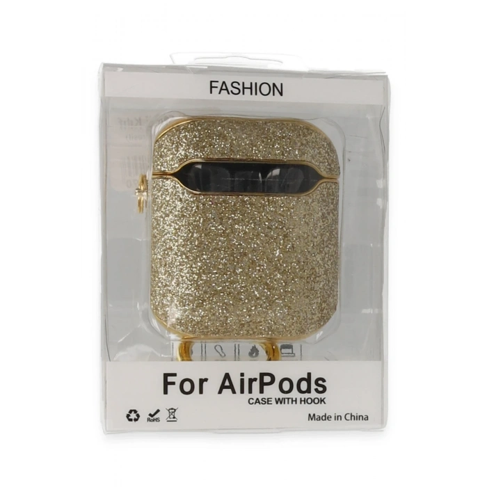 Mey İthalat®   Airpods 2 (2.nesil) Spell Simli Kılıf - Gold