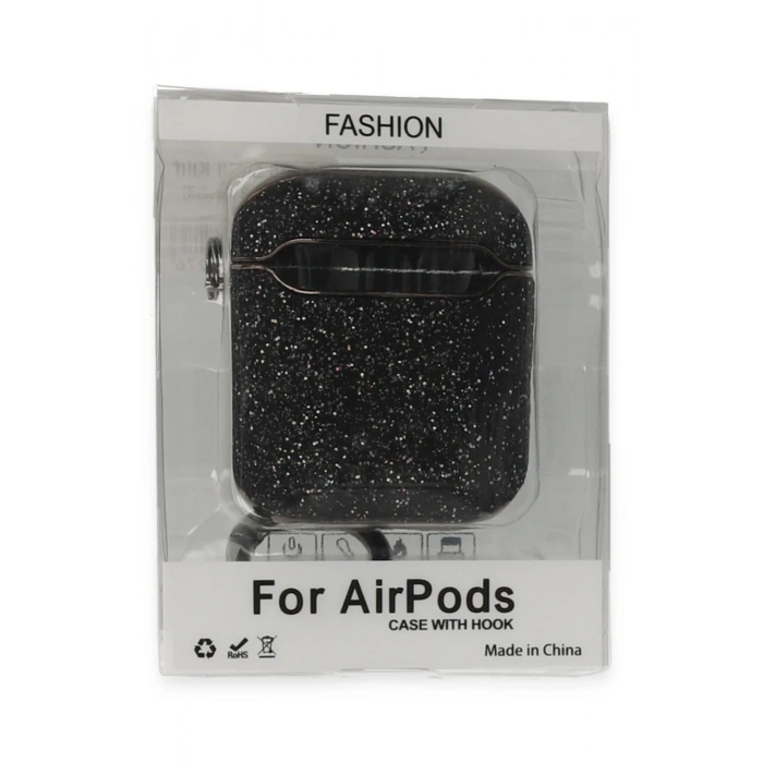 Mey İthalat®   Airpods 2 (2.nesil) Spell Simli Kılıf - Siyah