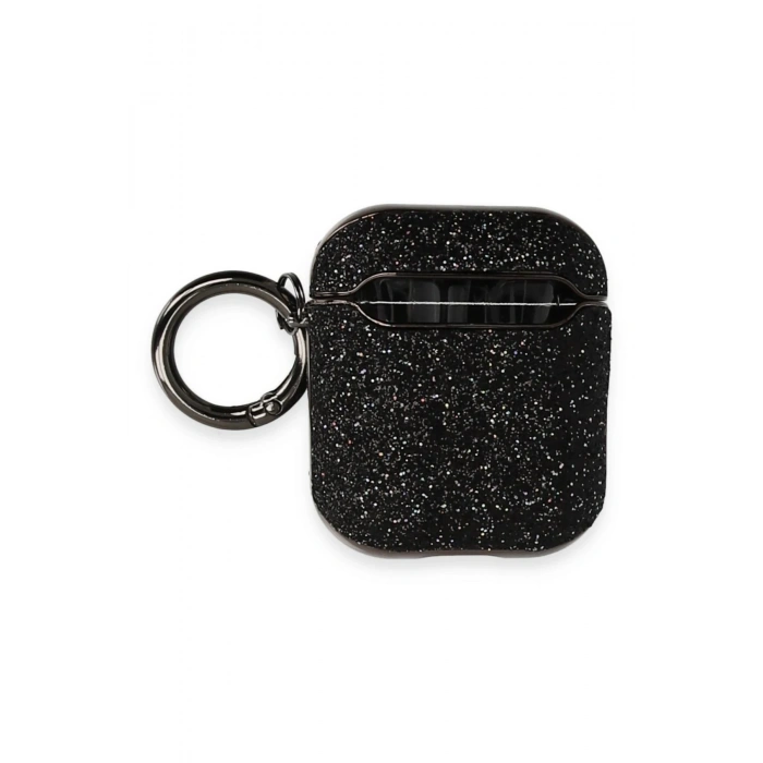Mey İthalat®   Airpods 2 (2.nesil) Spell Simli Kılıf - Siyah