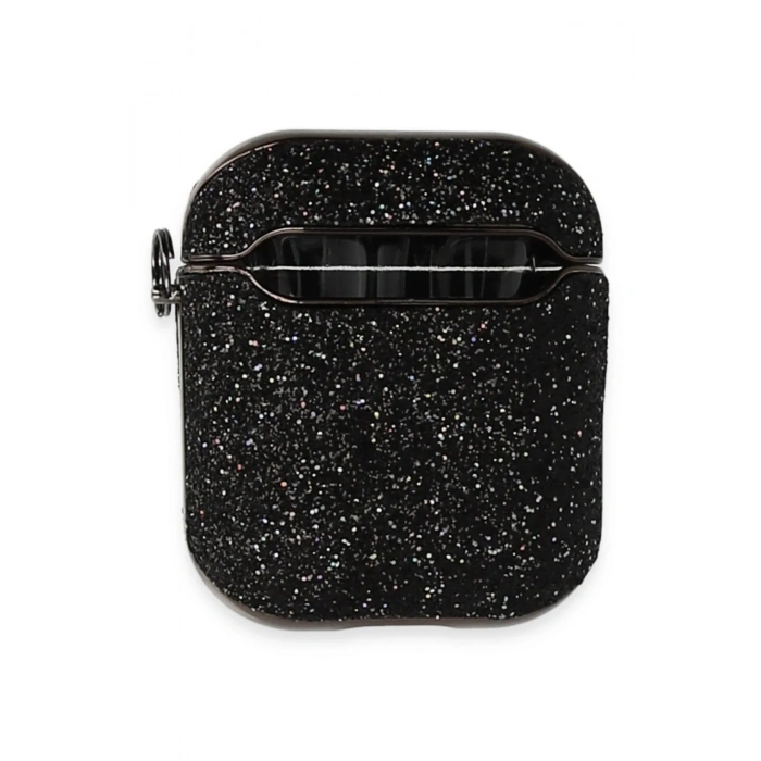 Mey İthalat®   Airpods 2 (2.nesil) Spell Simli Kılıf - Siyah