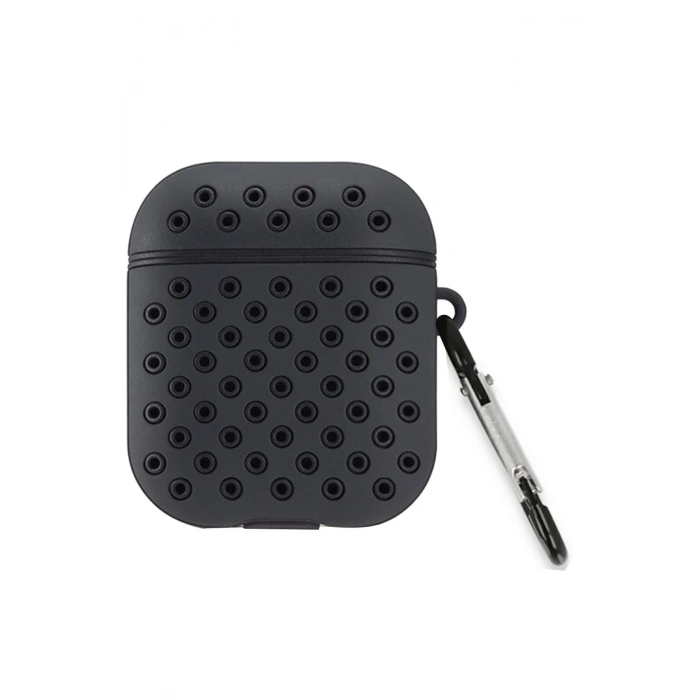 Mey İthalat®   Airpods 2 (2.nesil) Spor Delikli Kılıf - Siyah-Siyah