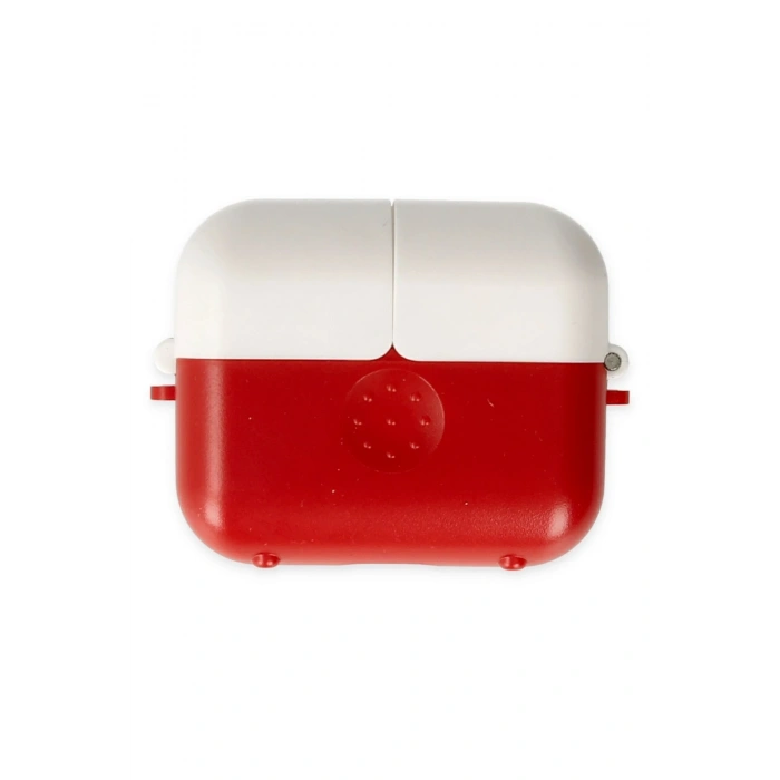 Mey İthalat®   Airpods 3 (3.nesil) Basmalı Kılıf - Kırmızı-Beyaz