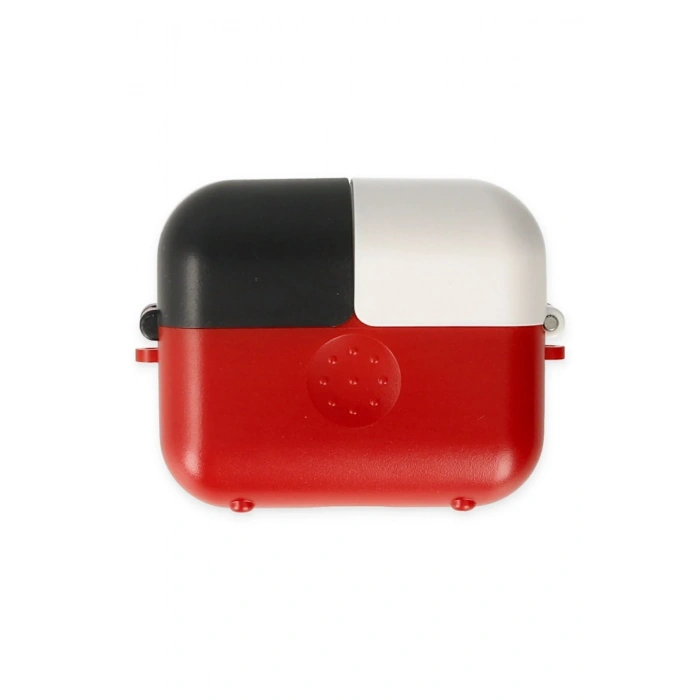 Mey İthalat®   Airpods 3 (3.nesil) Basmalı Kılıf - Kırmızı-Siyah-Beyaz