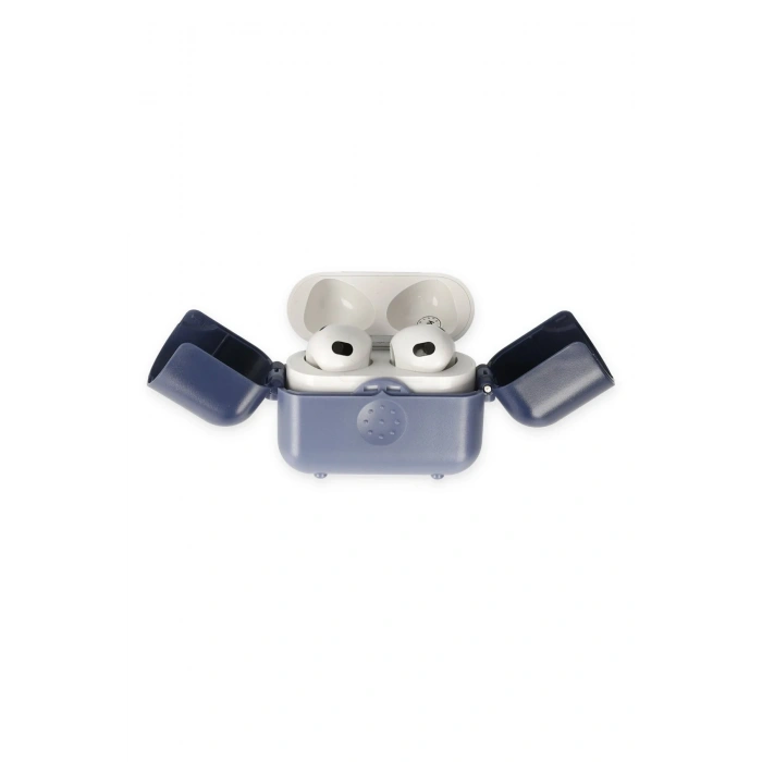 Mey İthalat®   Airpods 3 (3.nesil) Basmalı Kılıf - Mavi-Lacivert