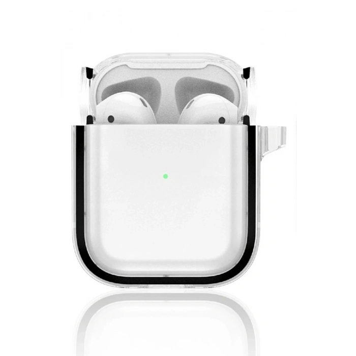 Mey İthalat®   Airpods 4 (4.nesil) Shiny Şeffaf Kılıf - Siyah