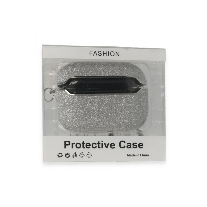 Mey İthalat®   Airpods Pro (1.nesil) Spell Simli Kılıf - Gümüş
