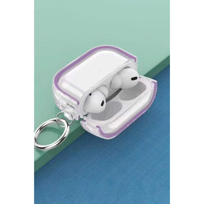Mey İthalat®   Airpods Pro 2 (2.nesil) Shiny Şeffaf Kılıf - Mor