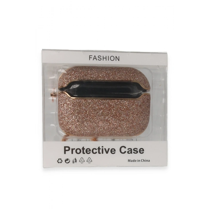Mey İthalat®   Airpods Pro 2 (2.nesil) Spell Simli Kılıf - Rose Gold