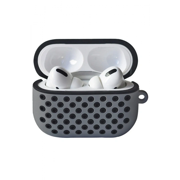 Mey İthalat®   Airpods Pro 2 (2.nesil) Spor Delikli Kılıf - Gri-Siyah