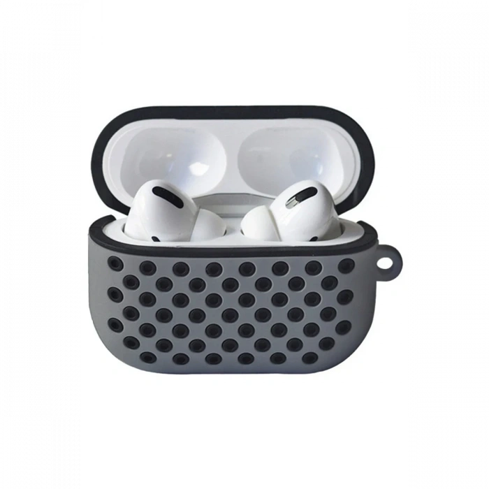 Mey İthalat®   Airpods Pro 2 (2.nesil) Spor Delikli Kılıf - Gri-Siyah