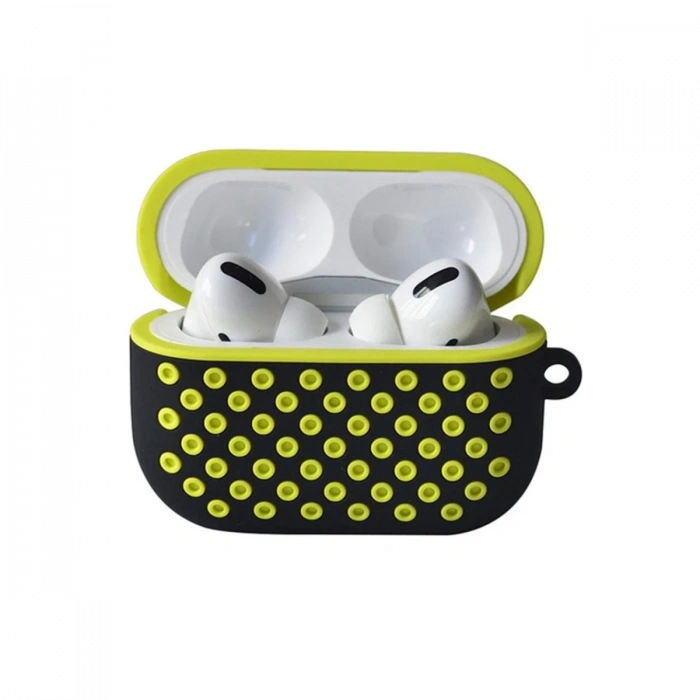 Mey İthalat®   Airpods Pro 2 (2.nesil) Spor Delikli Kılıf - Siyah-Sarı