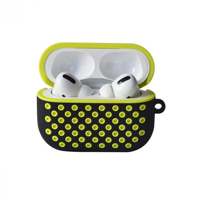 Mey İthalat®   Airpods Pro 2 (2.nesil) Spor Delikli Kılıf - Siyah-Sarı
