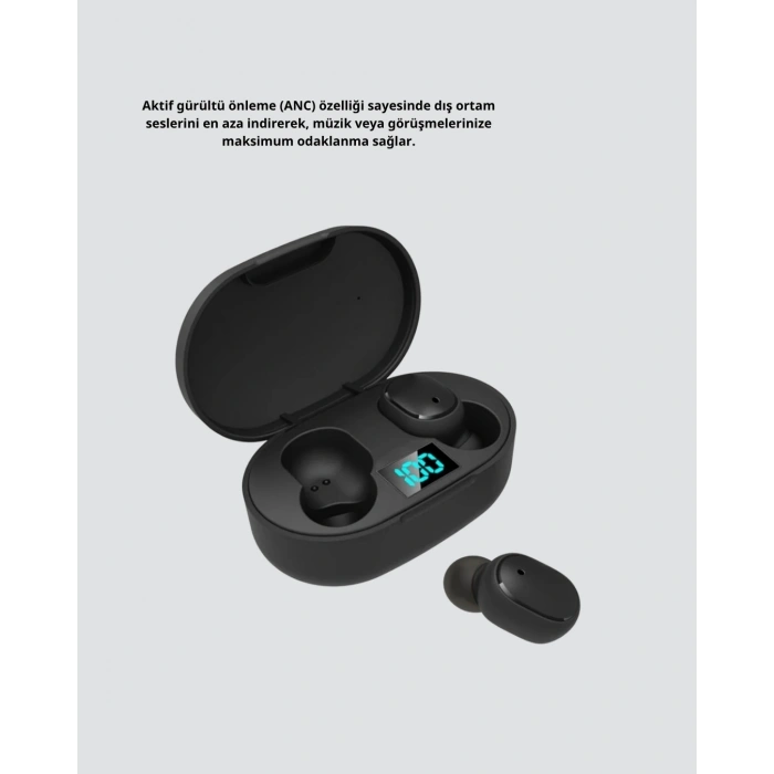 Mey İthalat® ANC Bluetooth Kulaklık – Suya ve Tere Dayanıklı, Uzun Pil Ömürlü, Mikrofonlu Kablosuz Kulaklık