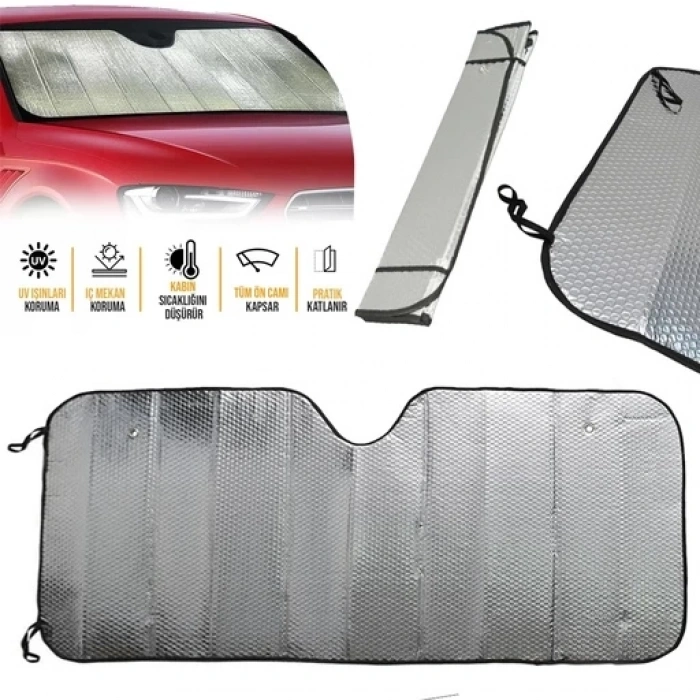 Mey İthalat® Araç Ön Cam Güneşlik UV ve Isı Koruma Katlanabilir Toyota Corolla Skoda Superb Dacia Duster Ford Focus