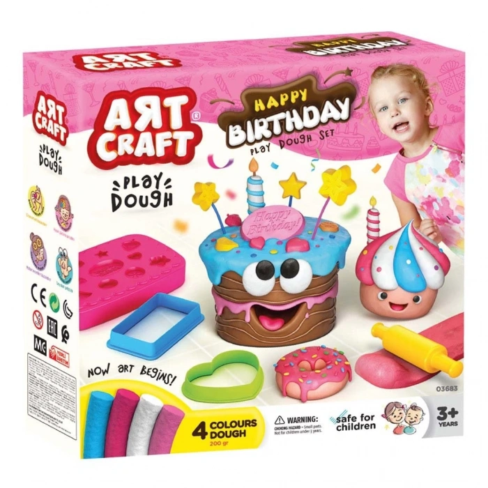 Mey İthalat® Art Craft Doğum Günü Oyun Hamuru Seti 10 Parça