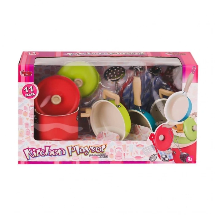 Mey İthalat® ATF-3815-7A Renkli Tencere Tava Seti 11 Parça -Vardem Oyuncak
