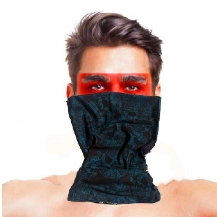 Mey İthalat® Baf Bandana Çoklu Kafatası Mavi Siyah Maske