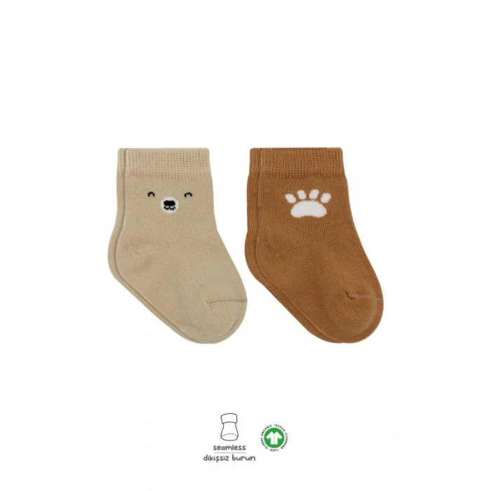 Mey İthalat®  Bear Penye Soket Çorap 2Li BS10116 Bej