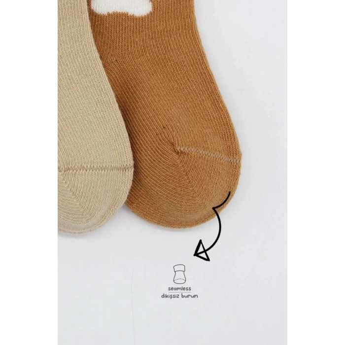 Mey İthalat®  Bear Penye Soket Çorap 2Li BS10116 Bej